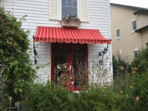 Custom red and gold awning