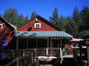 Custom green and white awning