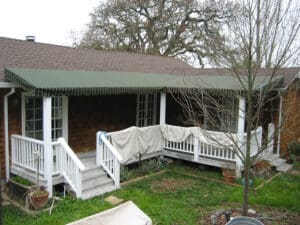 Custom green and white awning