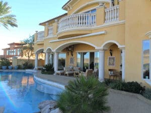 Polar Shades Retractable Awning Over Pool Lounge Area