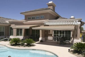 Polar Shades Retractable Awning Over Pool Deck Area