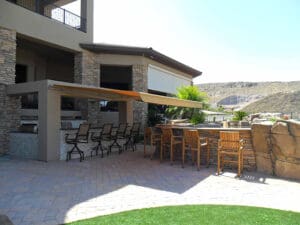 Polar Shades Retractable Awning Over Outdoor Dining Area